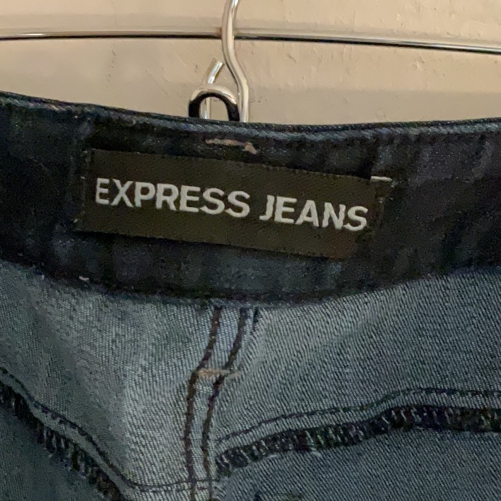 Express Stella Skinny Low Rise Jeans, Size 8R, Dark Blue Denim - Picture 9 of 11